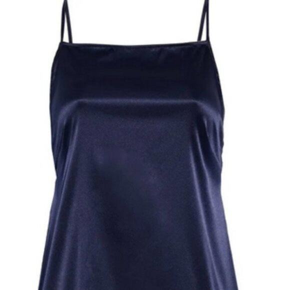 Myla Aster lace trimmed stretch satin chemise navy size M - Picture 2 of 5